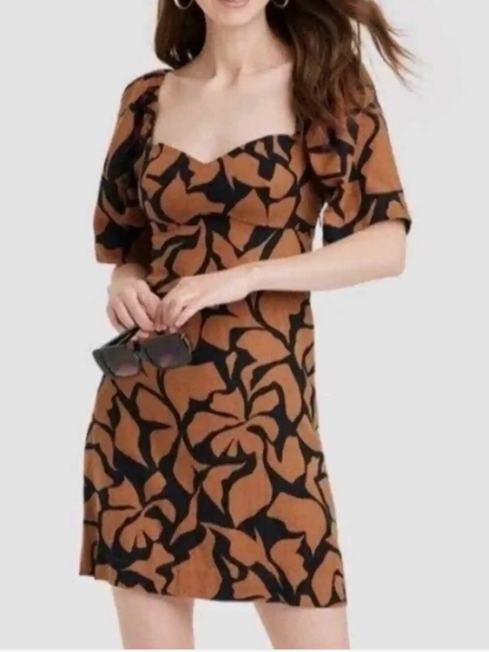 A NEW DAY Floral Sweetheart Puff Sleeves Dress